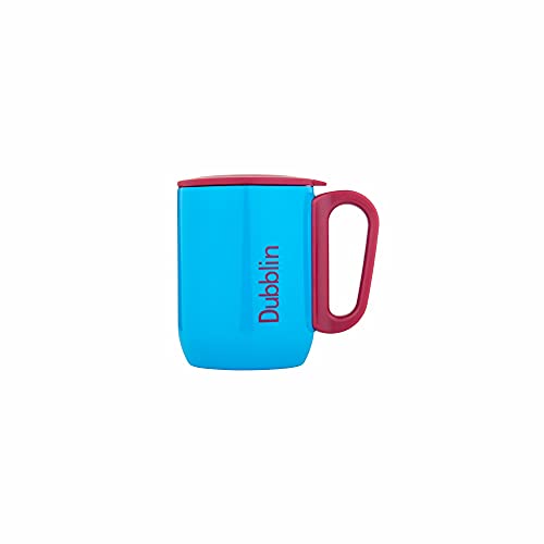 DUBBLIN Polo Stainless Steel Unbreakable Tea Coffee Mug Double Wall with Handle and Lid, Wide Mouth Mug Keeps Beverages Hot & Cold 220 ML Blue - Image 1