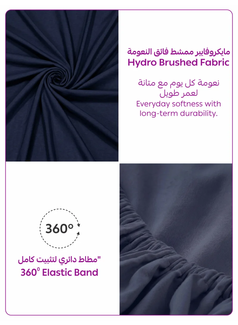 Donetella Navy Blazer 1 Pcs Single Fitted Sheet 90x200 cm | OEKO-TEX Certified Brushed Microfiber Deep Pocket Sheet with All Around Elastic | Ultra Soft, Wrinkle Resistant, Easy Care, Safe for Sensitive Skin  | Best Price UAE