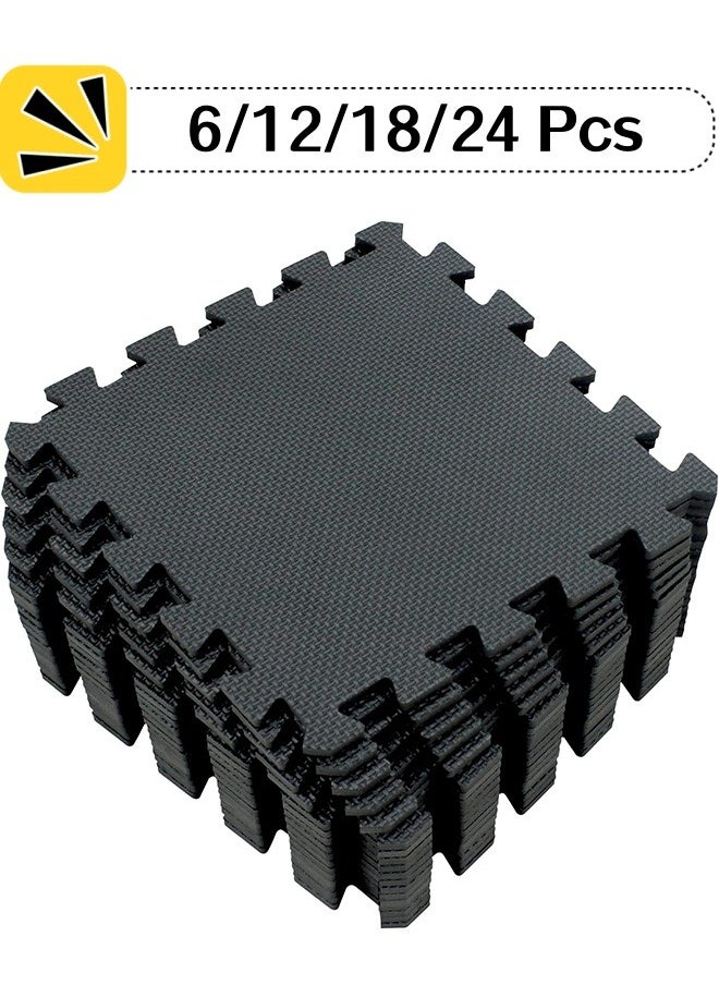 Generic - 6/12/18/24  Pcs Puzzle Fitness Mat Massager Mat Eva Interlocking Foam Floor Tiles Puzzle Mat For Children Tiles Foam Baby Play Mat For Home Gym Home Gym Equipment Mat Non-Slip Floor Mat (Black) - Image 1