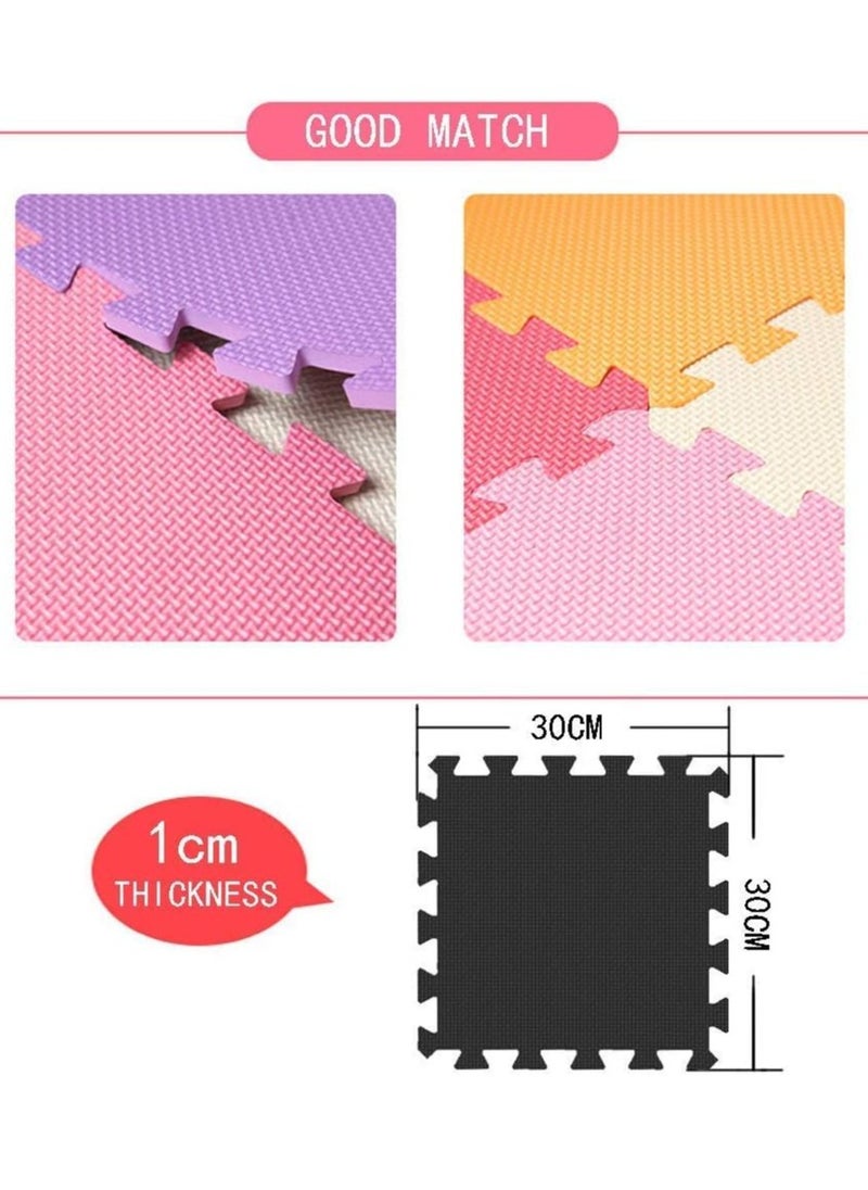 Generic - 6/12/18/24  Pcs Puzzle Fitness Mat Massager Mat Eva Interlocking Foam Floor Tiles Puzzle Mat For Children Tiles Foam Baby Play Mat For Home Gym Home Gym Equipment Mat Non-Slip Floor Mat (Black) - Image 1