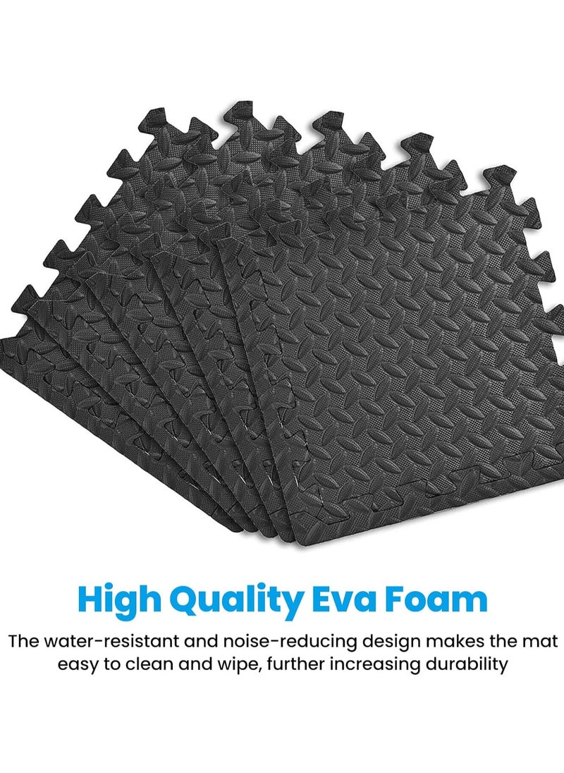 Generic - 6/12/18/24  Pcs Puzzle Fitness Mat Massager Mat Eva Interlocking Foam Floor Tiles Puzzle Mat For Children Tiles Foam Baby Play Mat For Home Gym Home Gym Equipment Mat Non-Slip Floor Mat (Black) - Image 1