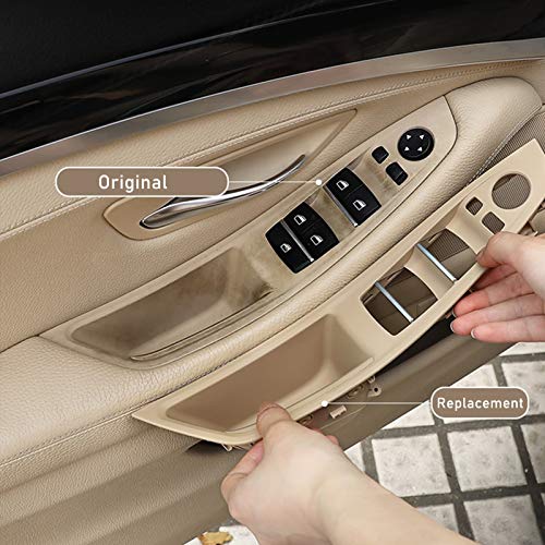 Jaronx 7PCS Door Handle Kit for BMW 5 Series F10/F11,Driver Side Window Switch Armrest+ Passenger Door Pull Handle+Window Switch Covers for BMW 520 523 525 528 530 535 (2010-2016) (Beige) - Image 2
