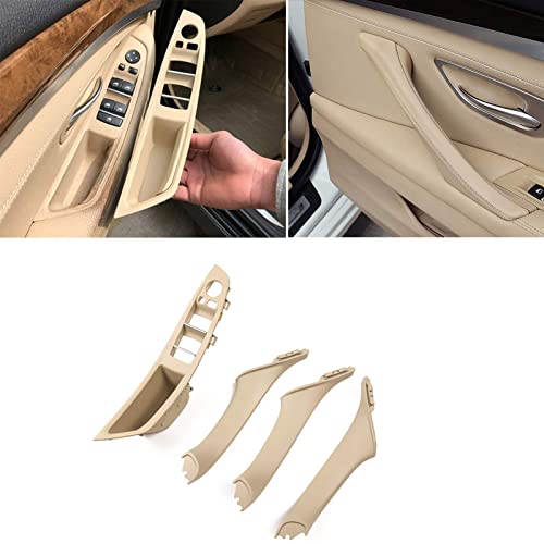 Jaronx 7PCS Door Handle Kit for BMW 5 Series F10/F11,Driver Side Window Switch Armrest+ Passenger Door Pull Handle+Window Switch Covers for BMW 520 523 525 528 530 535 (2010-2016) (Beige) - Image 1