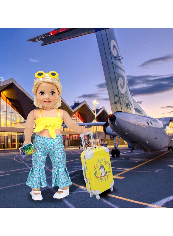 ebuddy Doll Clothes and Accessories 18 Inch Doll Travel Set with Unicorn Printed Luggage Suitcase Fit for 18 inch Girl Doll,Most 18 Inch Dolls(No Doll) - Image 4