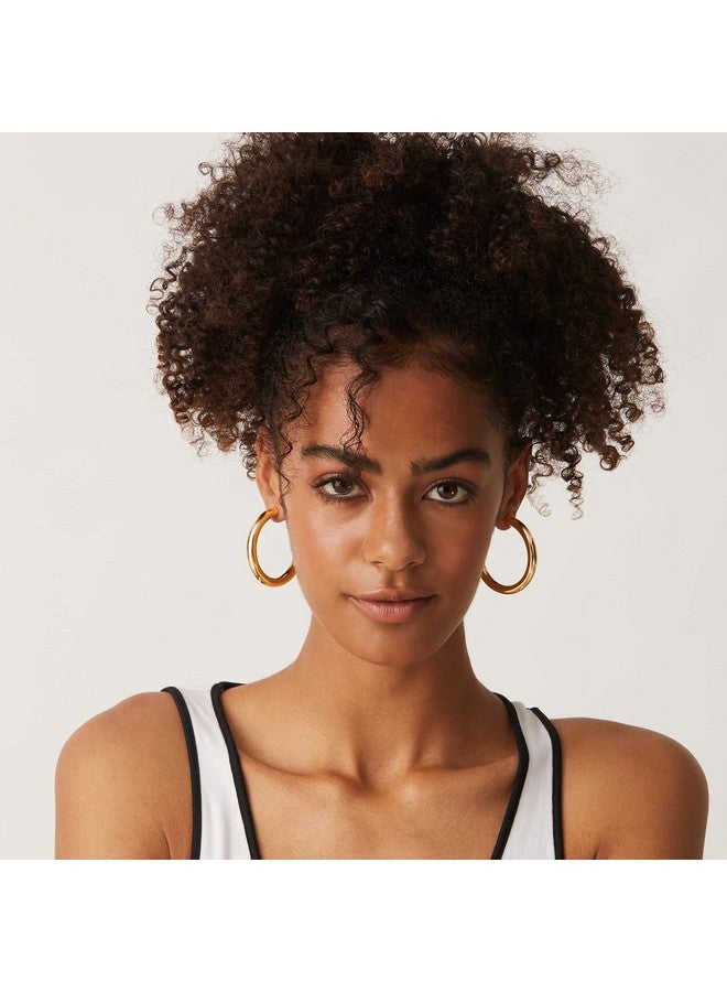 PAVOI 14K Yellow Gold Plated Lightweight Chunky Open Hoops - Gold Hoop Earrings for Women - 40mm Thick Infinity Hoops Women Earrings - Image 4