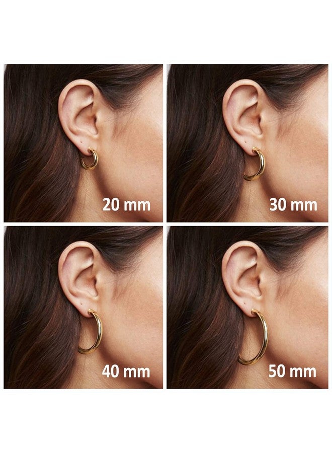 PAVOI 14K Yellow Gold Plated Lightweight Chunky Open Hoops - Gold Hoop Earrings for Women - 40mm Thick Infinity Hoops Women Earrings - Image 2