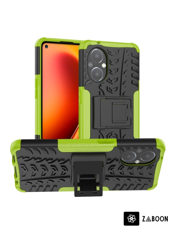 Zaboon Protective Case Cover For OnePlus Nord N20 5G Tire Texture Shockproof TPU+PC  with Holder - Image 1