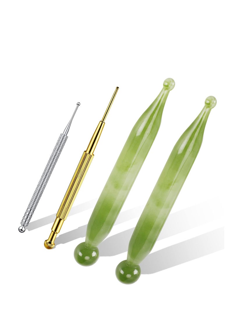 Generic Massage Tools Acupuncture Pen Self Gua Sha Pointing with Silver Stainless Steel Ear Point Gold Double Headed 4PCS  - Image 1