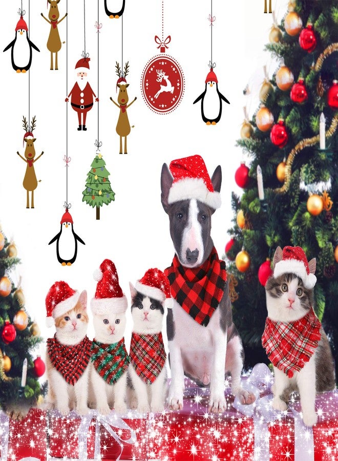 Weewooday 10 Pieces Christmas Dog Bandana Classic Buffalo Plaid Snowflake Pets Scarf Tassels Style Triangle Bibs Pet Holiday Costume Accessories for Small Medium Large Dogs Cats - Image 3