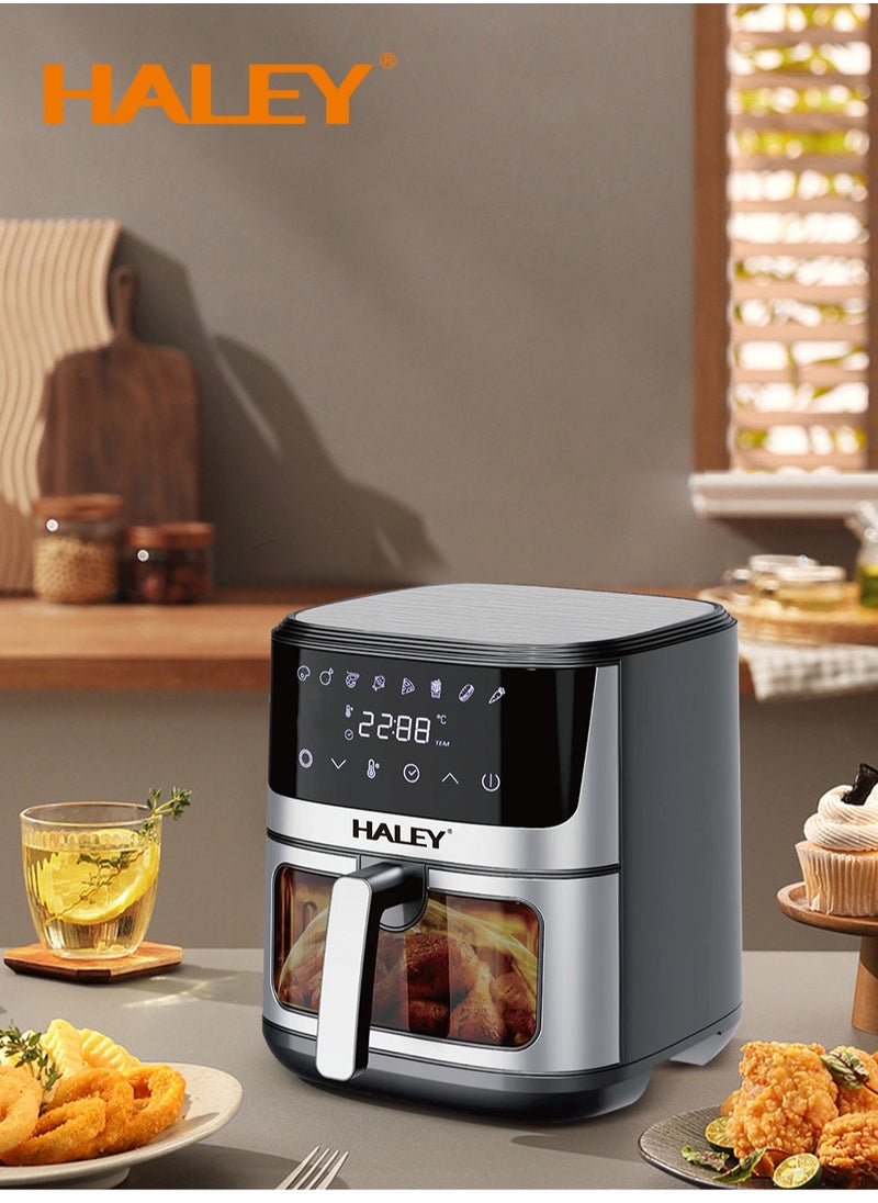 Haley - HALEY Air Fryer 10L with Window, 2000W stainless steel air fryer oven led touch screen oilless, ptfe free, dishwasher safe,2 Years Warranty (10L) - Image 1