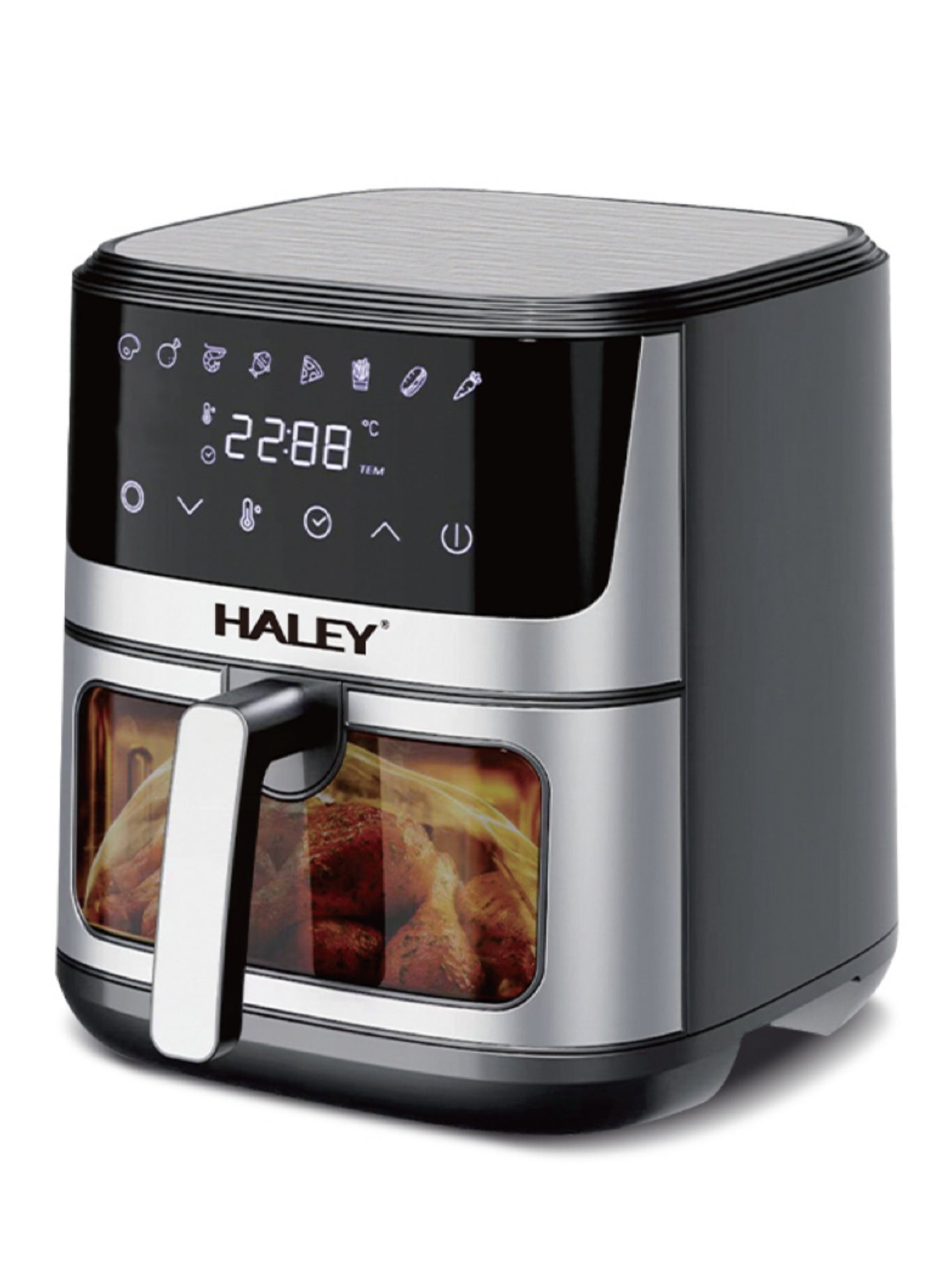 HALEY Air Fryer 10L with Window, 2000W stainless steel air fryer oven led touch screen oilless, ptfe free, dishwasher safe,2 Years Warranty (10L) 