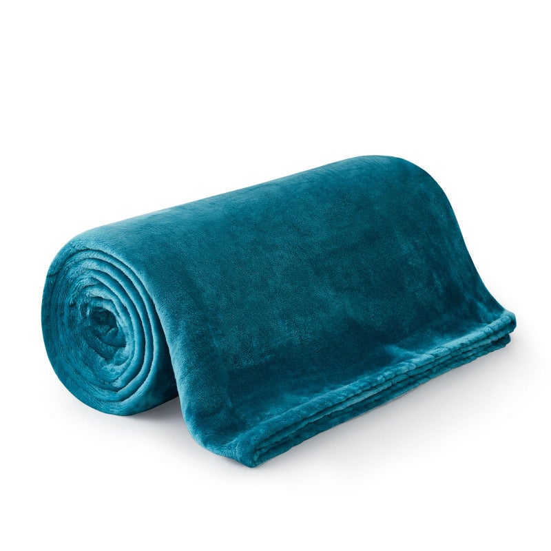 MOONLIGHT20015 Fleece Throw Blanket for Bed  Soft Cosy Fluffy Blankets for Sofa 400 GSM Silk Touch Warm Double Throws for Audlts Teal 150x200 Cm