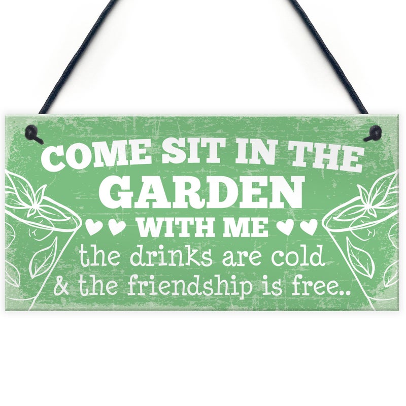 RED OCEAN Come Sit Shabby Chic Wall Signs Garden Sign Shed Plaques Alcohol Friendship Gifts