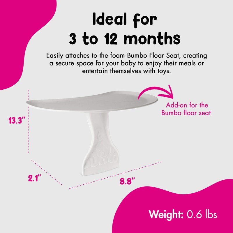 Bumbo Seat Tray Attachment, Baby Infant Child Toddler Floor Seat Eating Tray Activity Play Top Accessory for Boys and Girls 3 to 12 Months Old, White - Image 2
