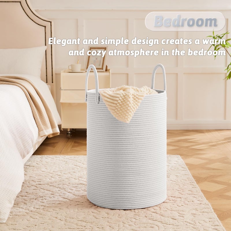 Artfeel Laundry Basket Woven Cotton Rope Laundry Hamper 60L For Decorative Storage Of Dirty Clothes Toys And Blankets In Bathroom Baby Room And Living Room - Image 3
