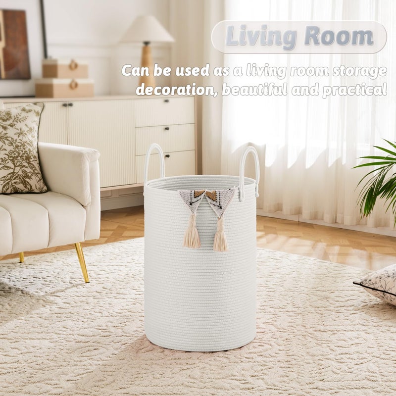 Artfeel Laundry Basket Woven Cotton Rope Laundry Hamper 60L For Decorative Storage Of Dirty Clothes Toys And Blankets In Bathroom Baby Room And Living Room - Image 2