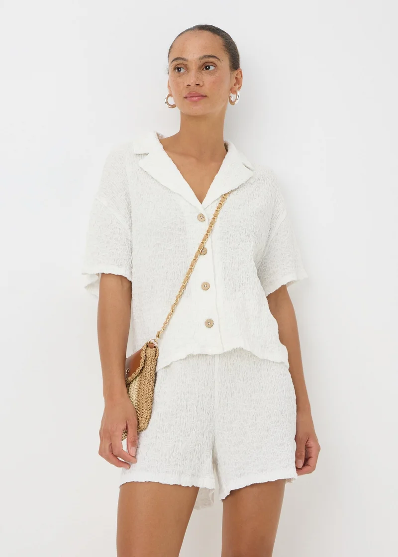 Matalan Cream Textured Collar Shirt