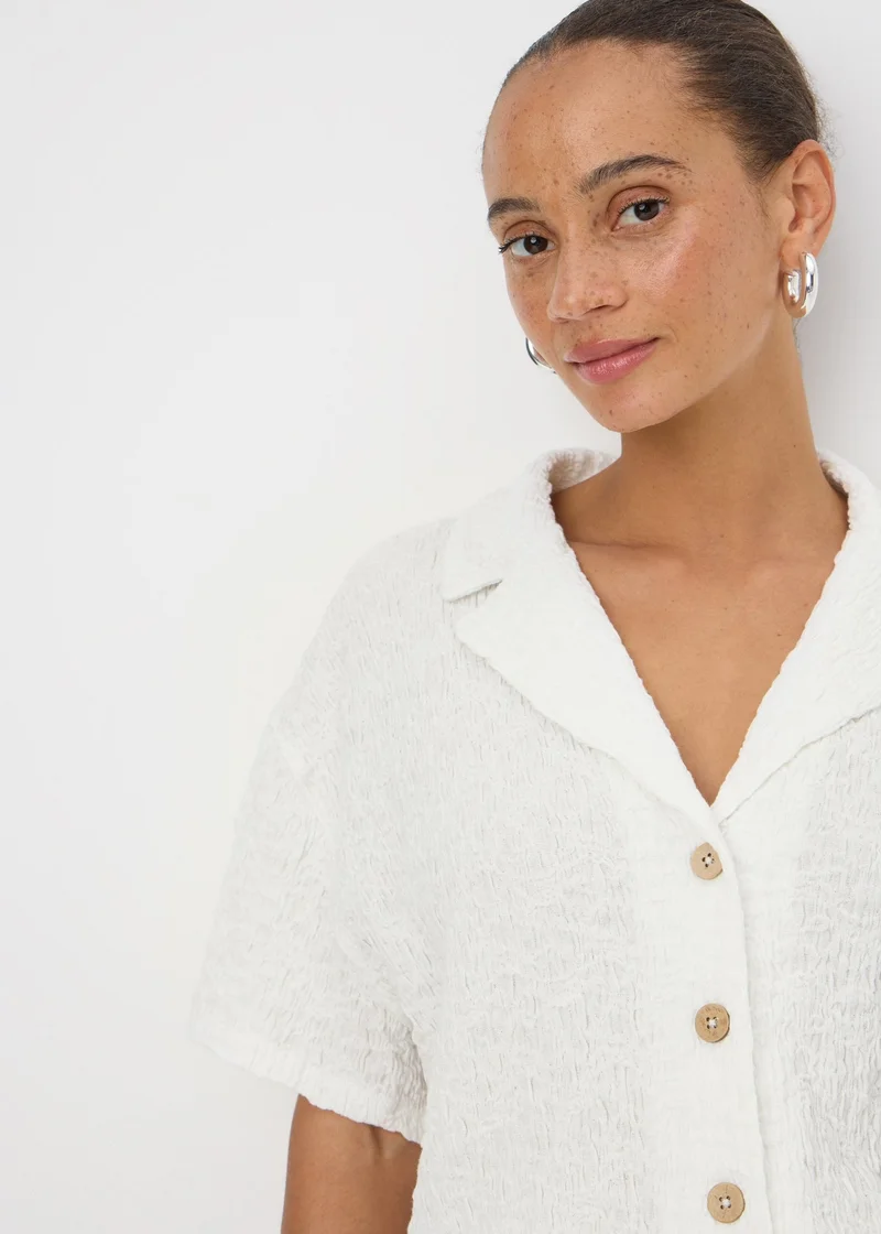 Matalan Cream Textured Collar Shirt
