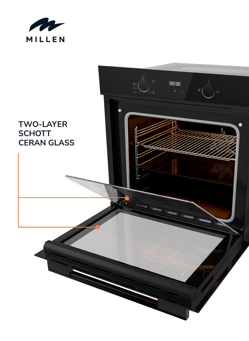 MILLEN 60cm Built In Gas Oven, 69L - 3Y Warranty, Double German SCHOTT glass, MGO 602 BL Black - Image 5