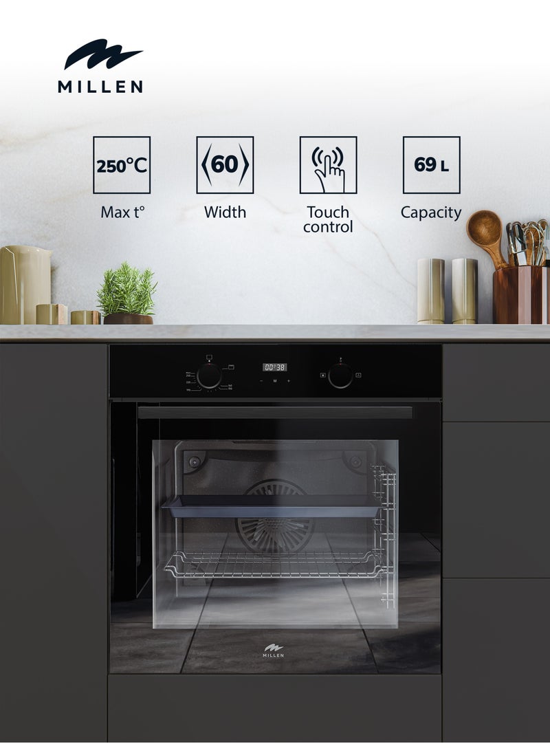 MILLEN 60cm Built In Gas Oven, 69L - 3Y Warranty, Double German SCHOTT glass, MGO 602 BL Black - Image 1