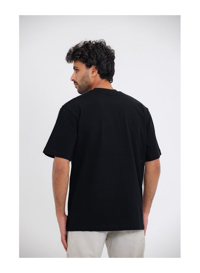 WHITE RABBIT "FDUOS" Printed Short Sleeves Black T-Shirt  - Image 2
