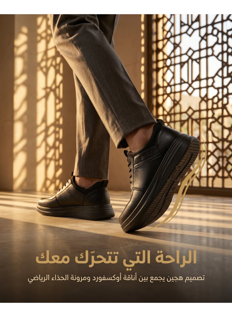 Men's Black Casual Lychee Leather Water-Resistant Shoes - Image 5