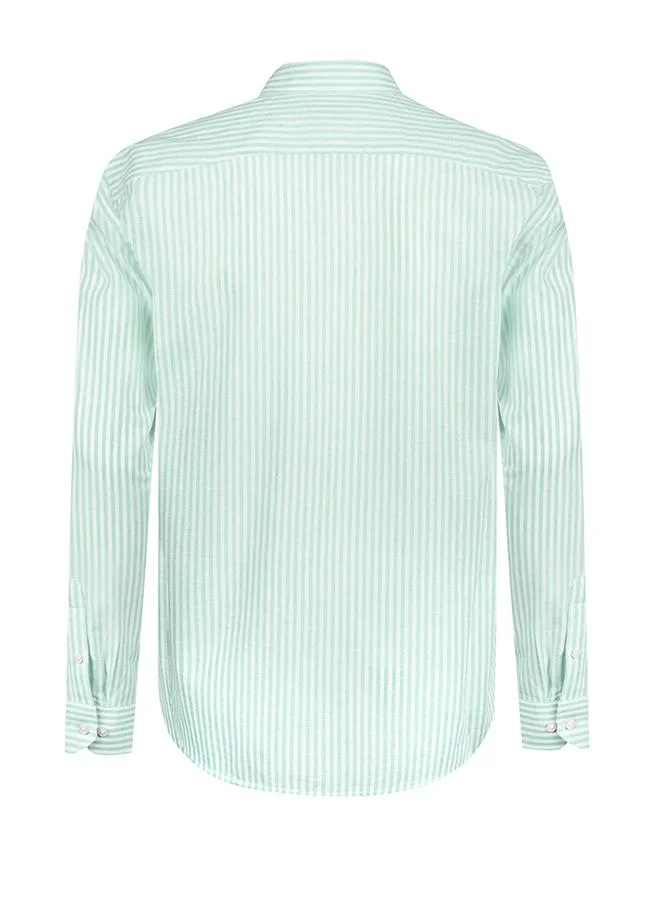Felix Hardy Green Striped Long Sleeve Shirt for Men | Best Price UAE