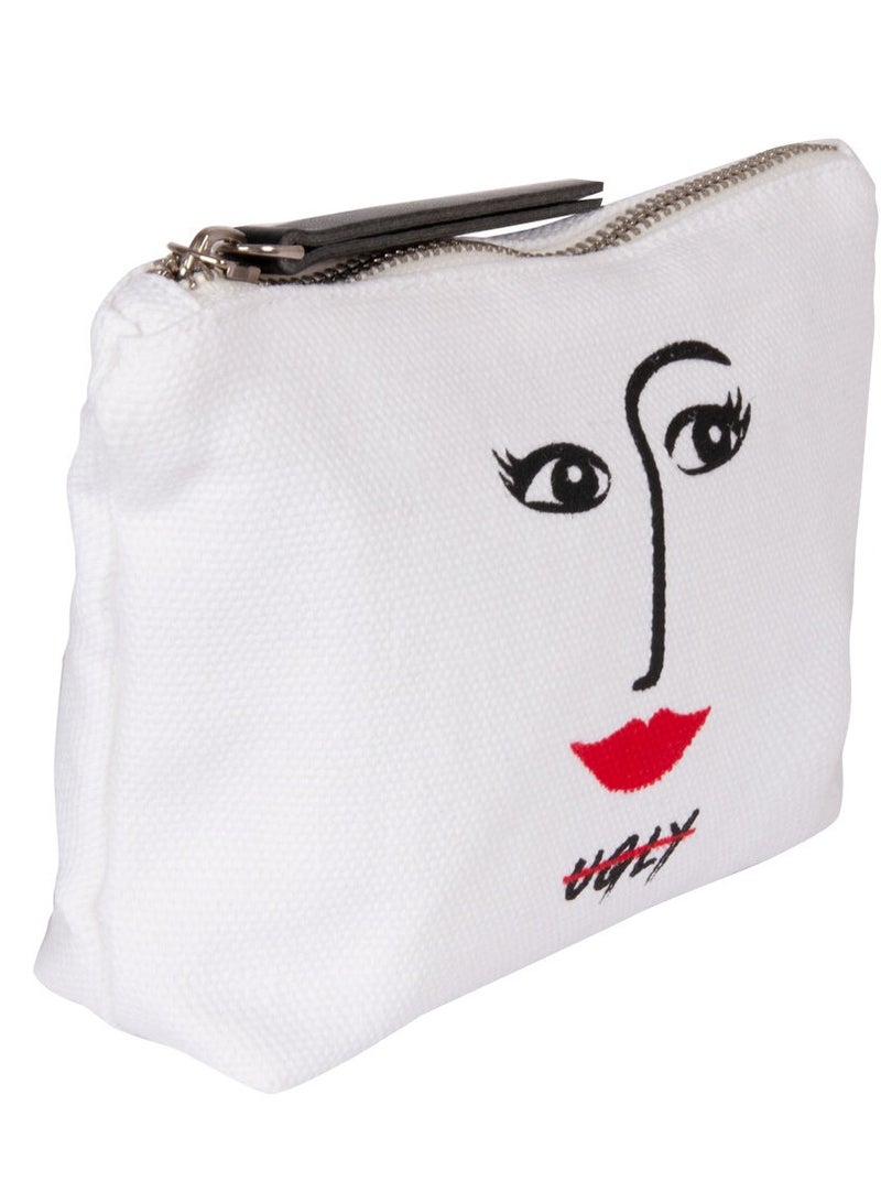 Biggdesign Faces MakeUp Bag Polyester Fabric 7.87 x 5.90 in 20x15 cm White Color - Image 4