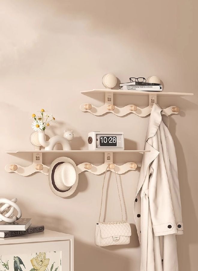 هومستر حامل المفتاح للجدار الزخرفي ، منظم رف المفتاح مع 6 خطافات ورف ، الريفي المفتاح العائم الرف لديه خطافات كبيرة للأكياس ، المعاطف ، مظلة لمدخل الممر الجوز - Image 5