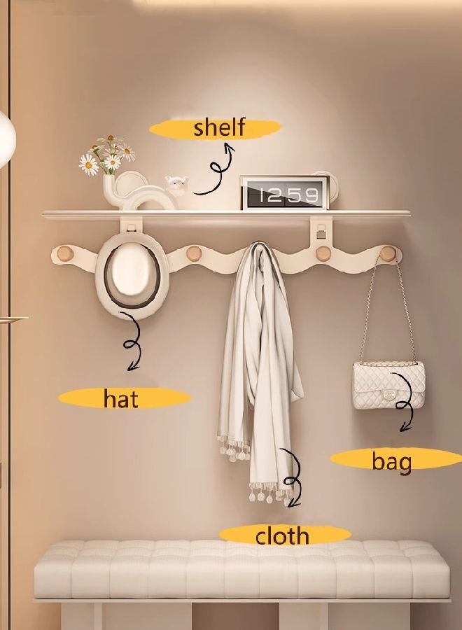 هومستر حامل المفتاح للجدار الزخرفي ، منظم رف المفتاح مع 6 خطافات ورف ، الريفي المفتاح العائم الرف لديه خطافات كبيرة للأكياس ، المعاطف ، مظلة لمدخل الممر الجوز - Image 2