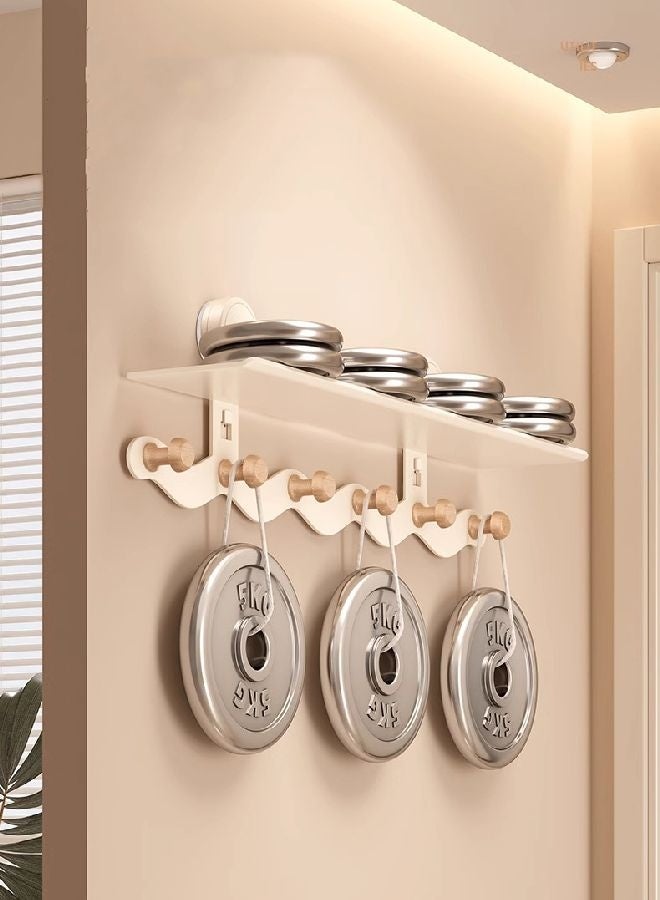هومستر حامل المفتاح للجدار الزخرفي ، منظم رف المفتاح مع 6 خطافات ورف ، الريفي المفتاح العائم الرف لديه خطافات كبيرة للأكياس ، المعاطف ، مظلة لمدخل الممر الجوز - Image 4
