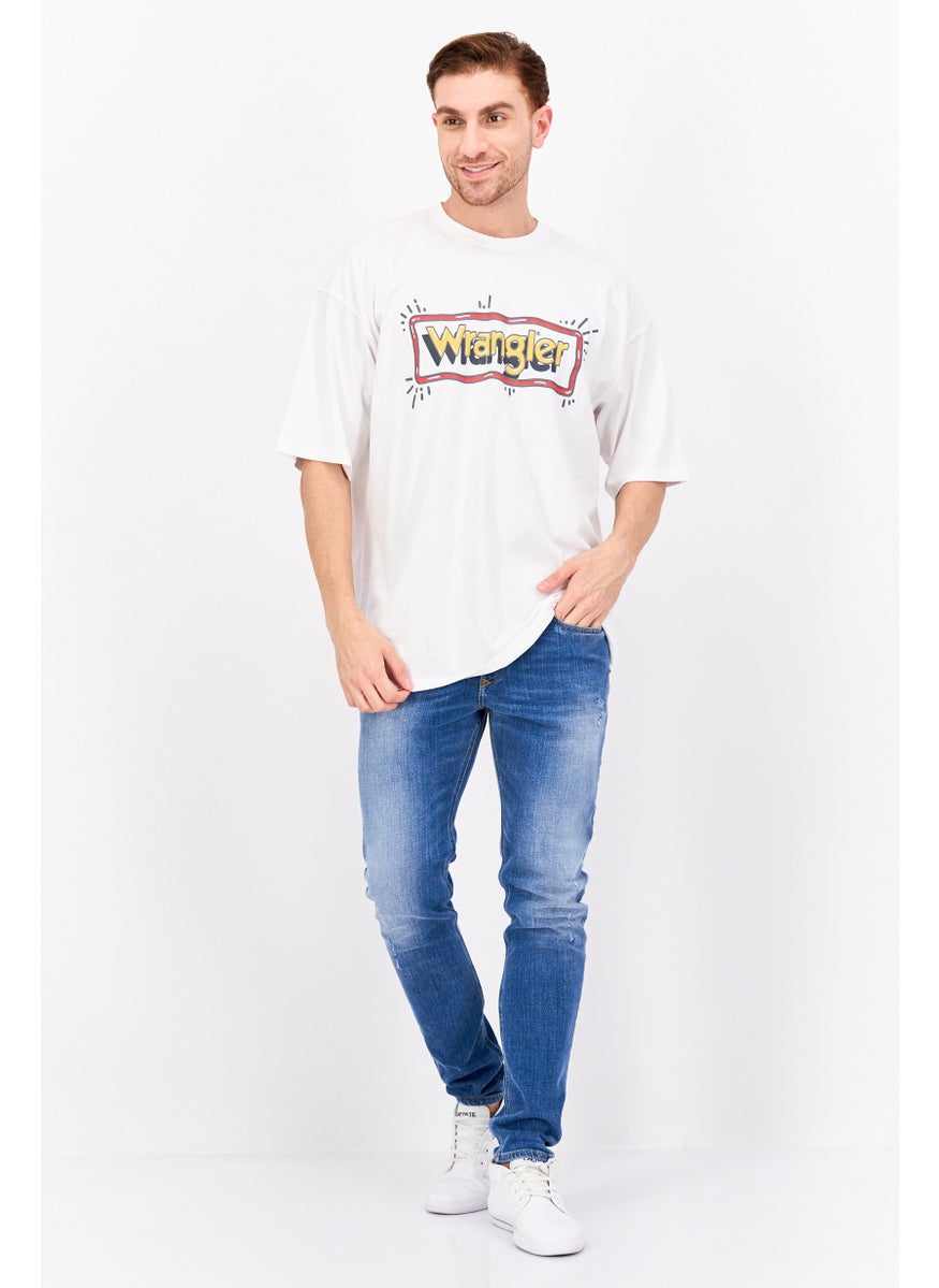 Wrangler - Men Crew Neck Short Sleeve Graphic Print T-Shirt, White - Image 1