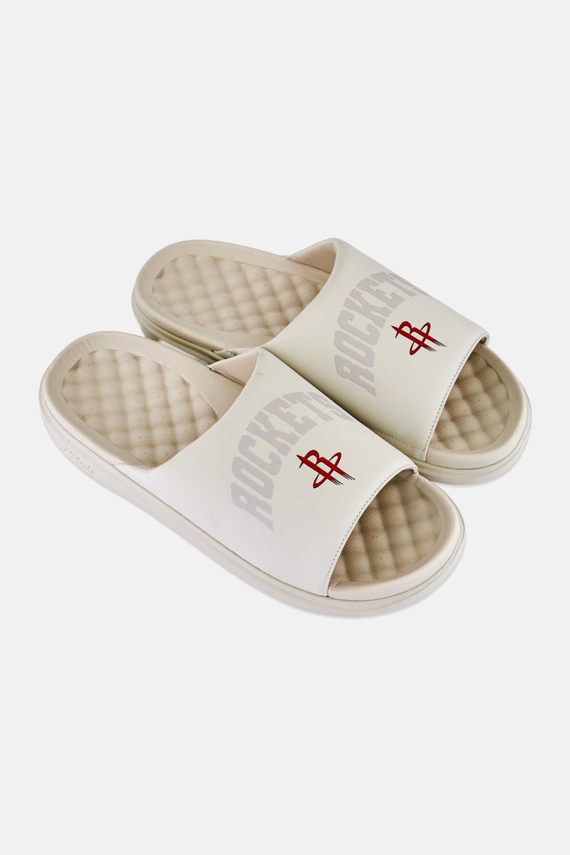 ISlide Men Houston Rockets Tonal Pop Slip On Slides, Off White - Image 2