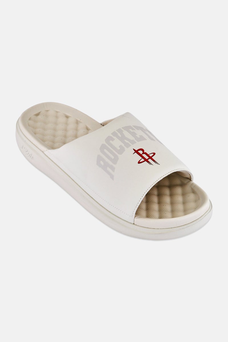 ISlide Men Houston Rockets Tonal Pop Slip On Slides, Off White - Image 1