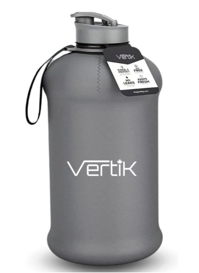 Vertik - VERTIK 2.2L Sports Water Bottle | Half Gallon | Hydro Jug Large Reusable Bottles | Eco Friendly BPA Free Plastic Leak Proof - Grey - Image 1