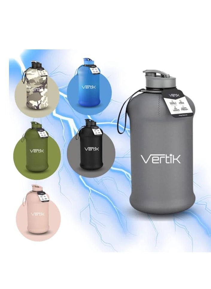 Vertik - VERTIK 2.2L Sports Water Bottle | Half Gallon | Hydro Jug Large Reusable Bottles | Eco Friendly BPA Free Plastic Leak Proof - Grey - Image 1