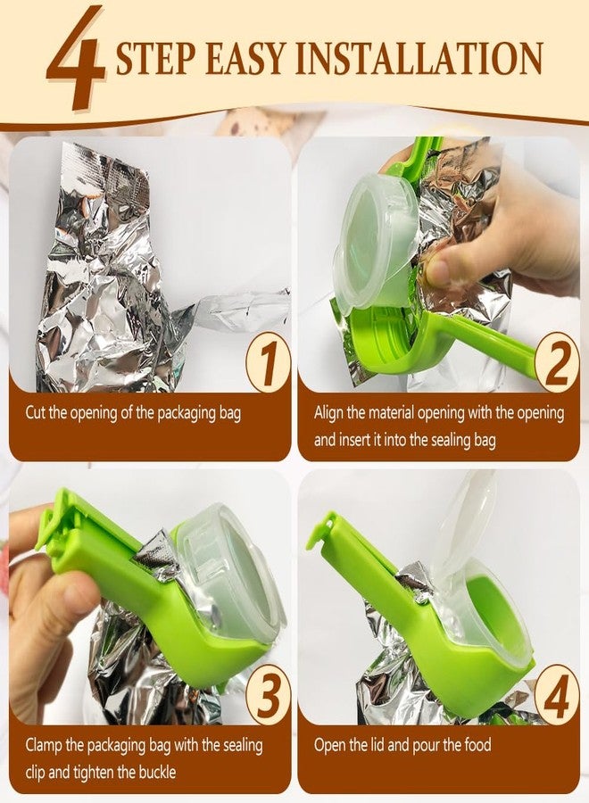 مجموعة مشابك أكياس SORNEICDR مكونة من 4 قطع مع صنبور صب، مشابك إغلاق وصب الأكياس، مشابك للوجبات الخفيفة، مشابك إغلاق أكياس تخزين الطعام، مشابك بلاستيكية متينة لتخزين الطعام (دائرية، مقاس واحد) - Image 4