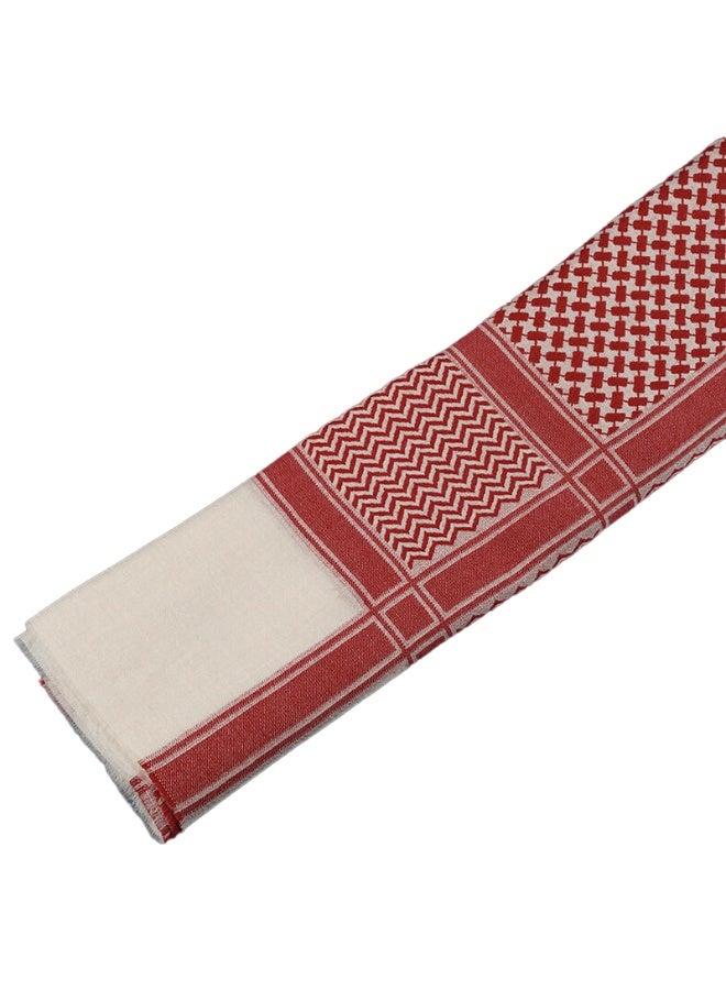 شماغ وشاح  تكتيكي، كوفية صحراوية لتغطية الرأس والرقبة، باللون الأبيض، وشاح عربي متعدد الاستخدامات للاستخدام الخارجي. - Image 3