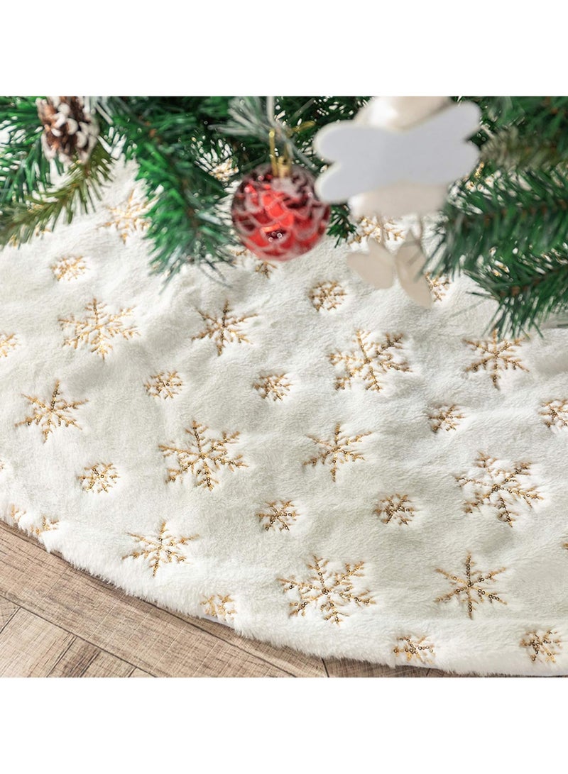 AUTOYSUR Christmas Tree Skirt, diameter 48in/122cm English Alphabet Christmas Tree Bottom Apron for Christmas Tree Holiday Home Party Indoor Decorations,for Christmas Tree Decoration - Image 1