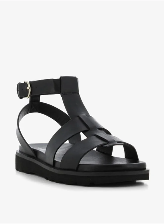 اس جي Women's Solid Open Toe Sandals with Buckle Closure