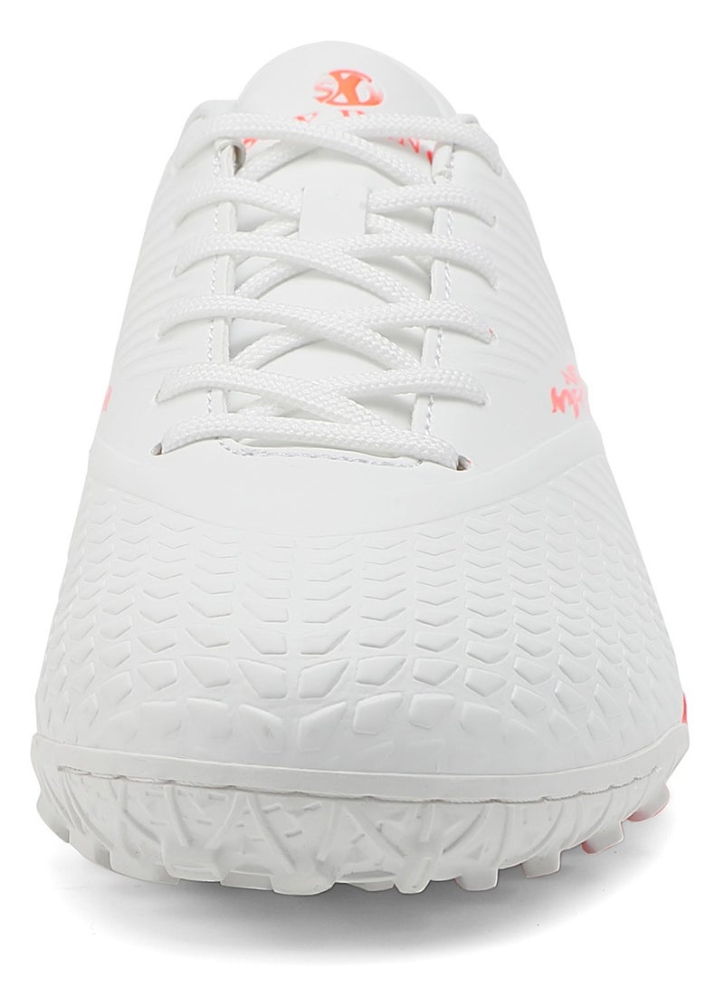 SKY WING Men And Women Soccer Shoes Adults IC or IN Flat Sole Sport Shoes Flexible Athletic Outdoor Cleats Lace Up Light Weight Training Football Shoes White - Image 3