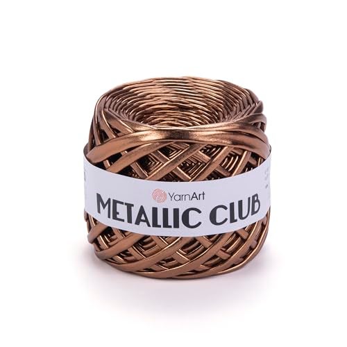 YarnArt Metallic Club Super Bulky T-Shirt Yarn - 100% Polyester, 6.35 oz / 180 gr, 60 yrds / 55 Meters - Shiny Colors for Handbags, Rugs, Chic Night Bags, Crochet (8108) - Image 1