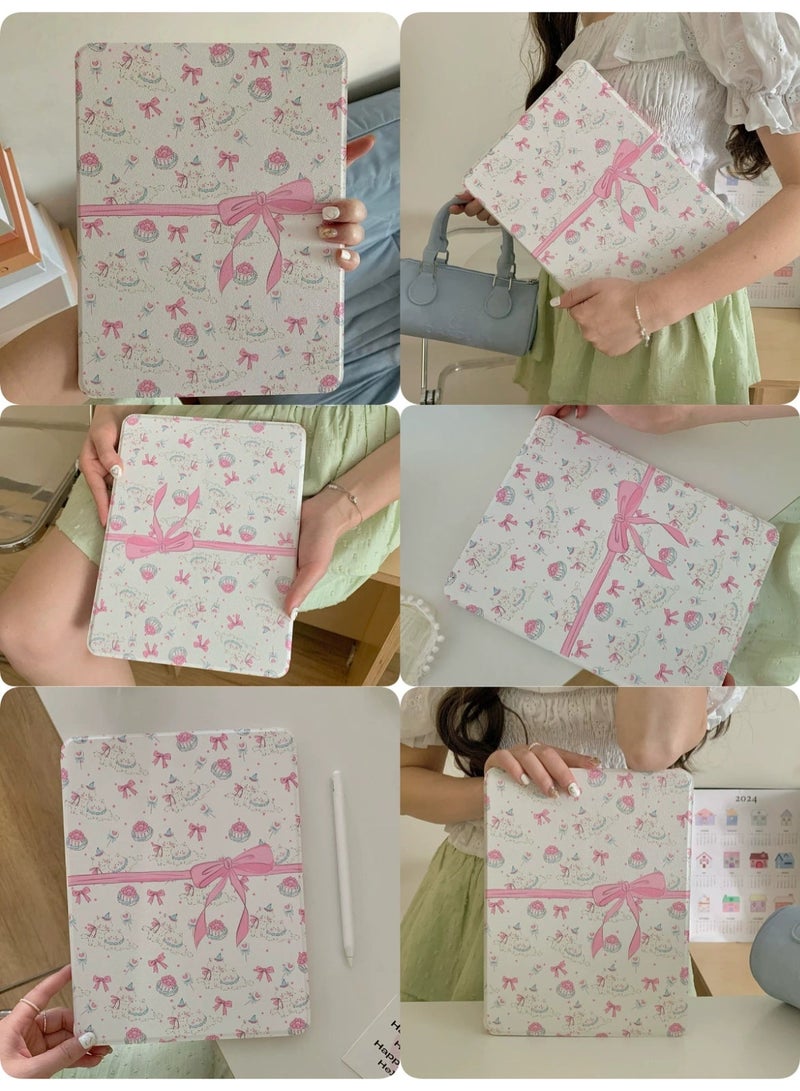 Bowknot Cat & Cake Case for iPad 11th Gen (2025) / 10th Gen (2022) 10.9 Inch - Cute Kawaii Pink Pattern Smart Cover with Transparent Back, Shockproof Protective Shell for Girls & Teens - Image 4