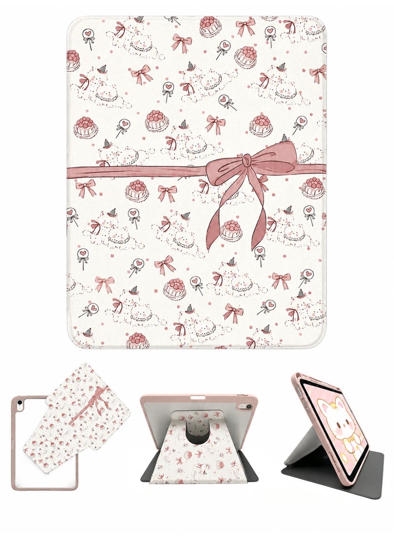 حافظة Bowknot Cat & Cake لجهاز iPad من الجيل الحادي عشر (2025) / الجيل العاشر (2022) مقاس 10.9 بوصة - غطاء ذكي لطيف بنمط وردي كاواي مع ظهر شفاف، غلاف واقي مقاوم للصدمات للفتيات والمراهقات - Image 3