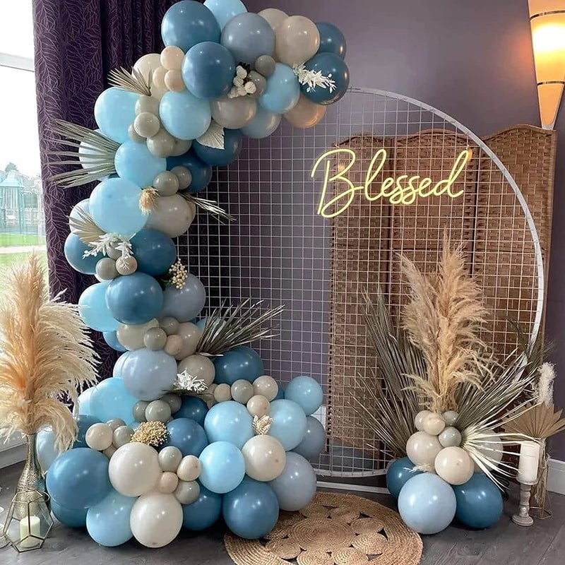 Zesliwy Dusty Blue Balloons Garland Kit, Fog Blue Royal Blue Pastel Blue Sand White Metallic Gold latex Balloons for Bridal Shower Wedding Anniversary Birthday Party Decorations Supplies - Image 5