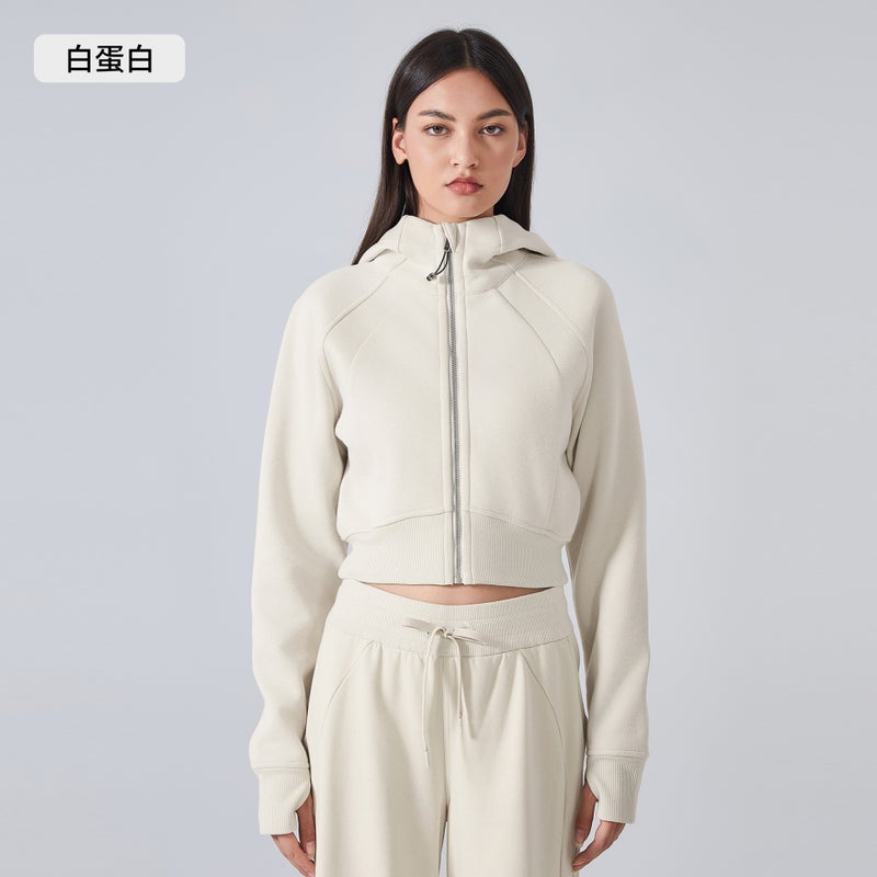 Generic Autumn Winter Slim Fit Hoodie Zip Casual Yoga Jacket DAW137 White protein 