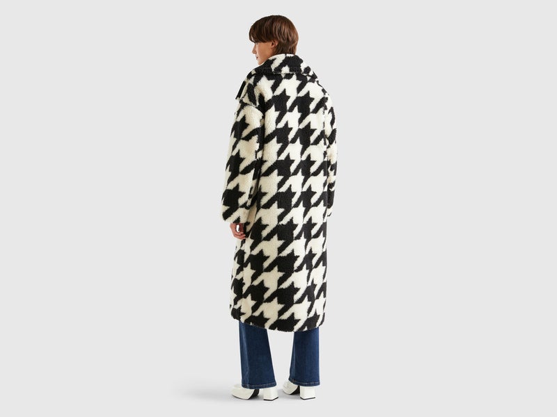 Benetton Women Houndstooth Teddy Coat - Image 4