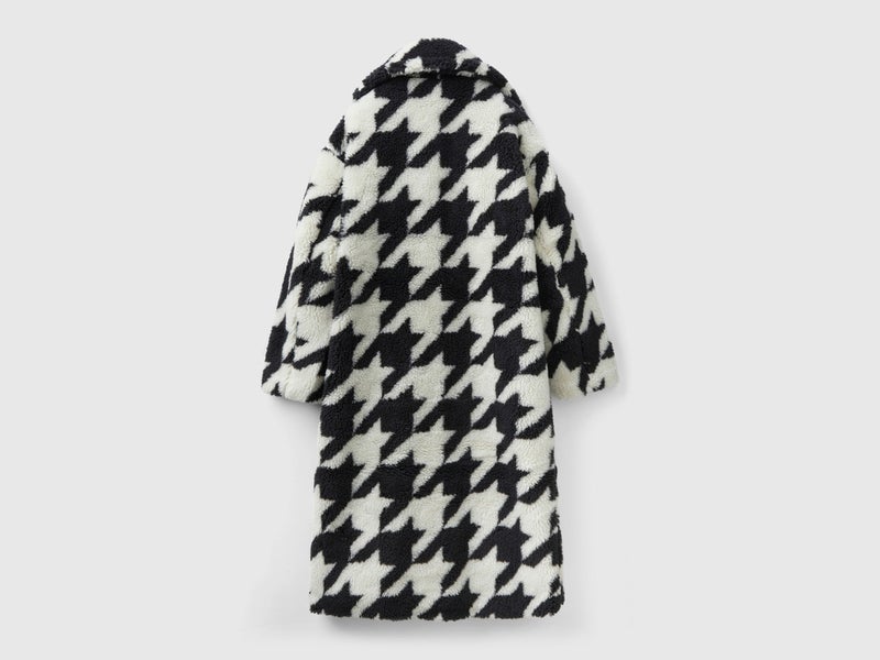 Benetton Women Houndstooth Teddy Coat - Image 5