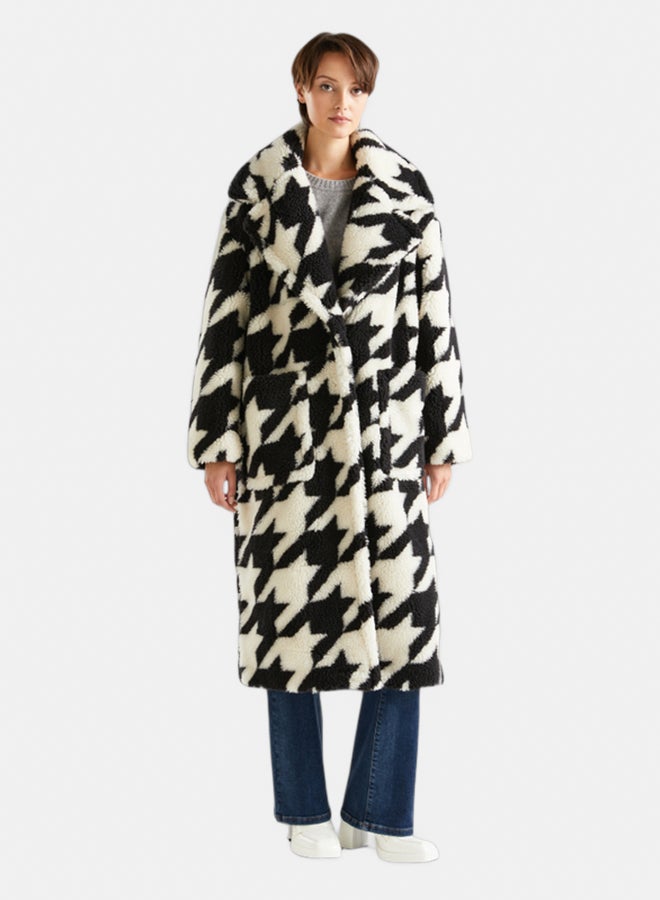 Benetton Women Houndstooth Teddy Coat - Image 1