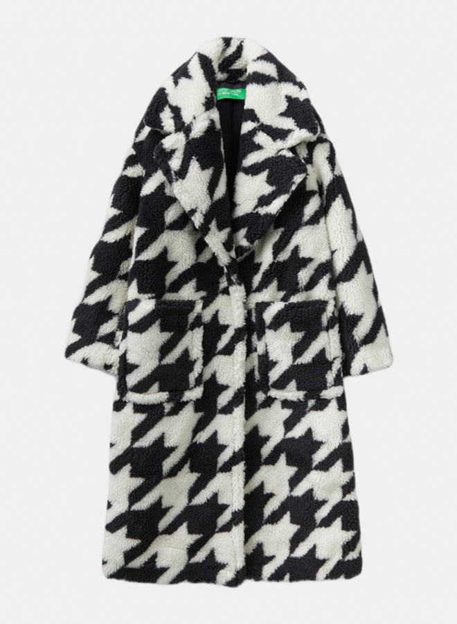 Benetton Women Houndstooth Teddy Coat - Image 3